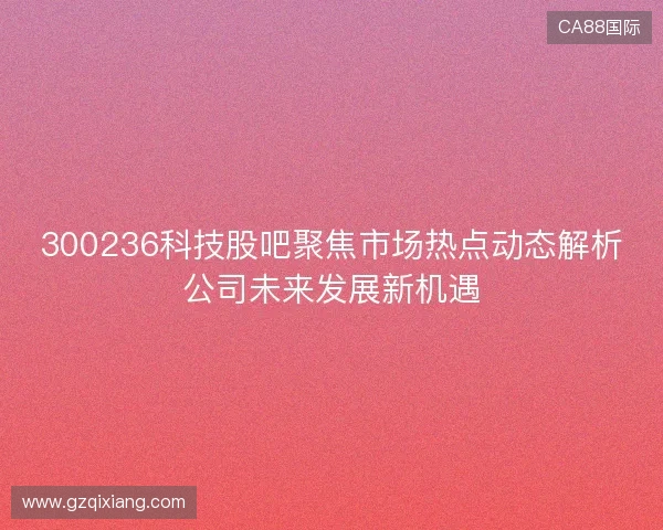 300236科技股吧聚焦市场热点动态解析公司未来发展新机遇